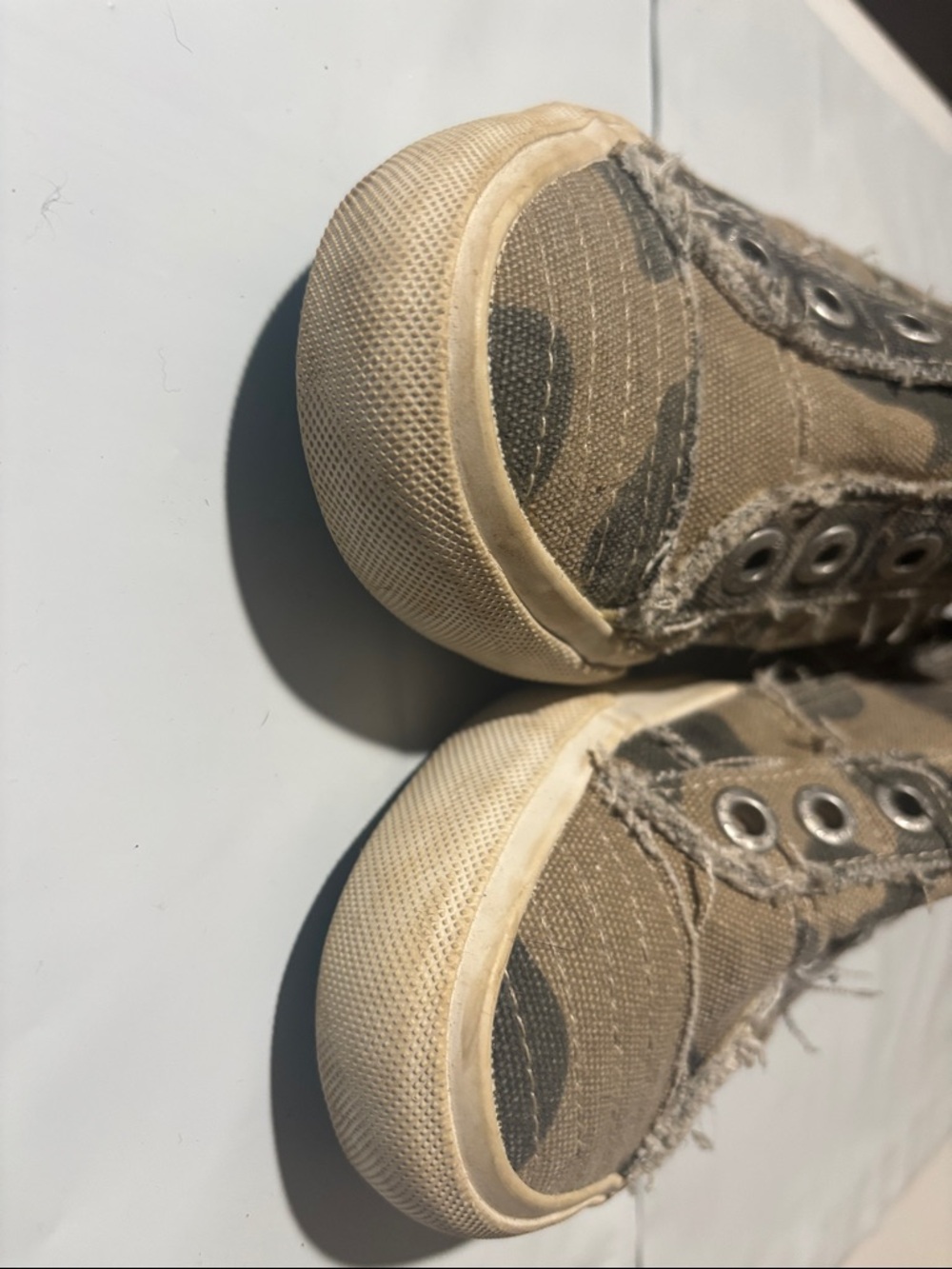 Blowfish Camouflage Frayed Slip-On Canvas Sneakers in Brown and Tan - Picture 4 of 5